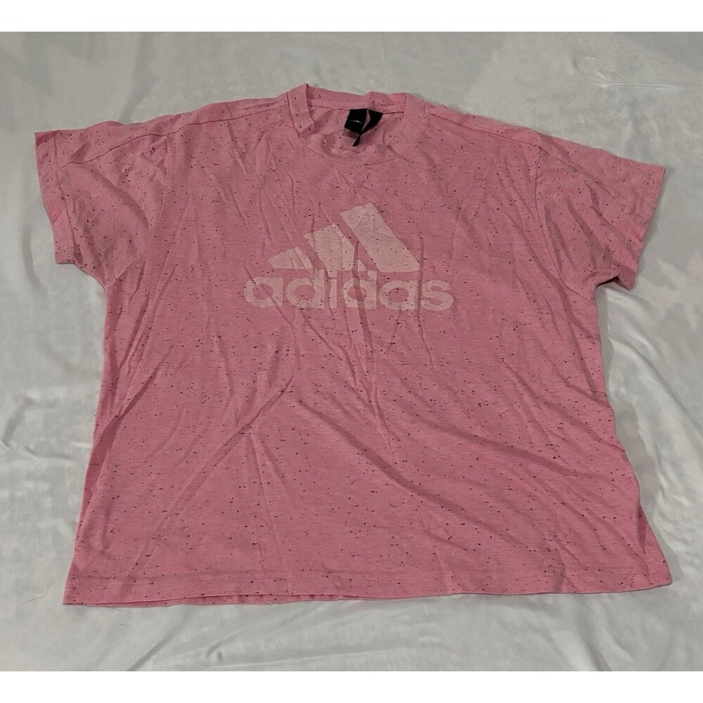 Adidas Womens Regular fit Short Sleeve Logo T-Shirt Shirt Large Pink